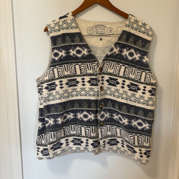 Vintage Union Garment Sweater Vest Size M Made in Hong Kong Patterned Cotton - Picture 2 of 11